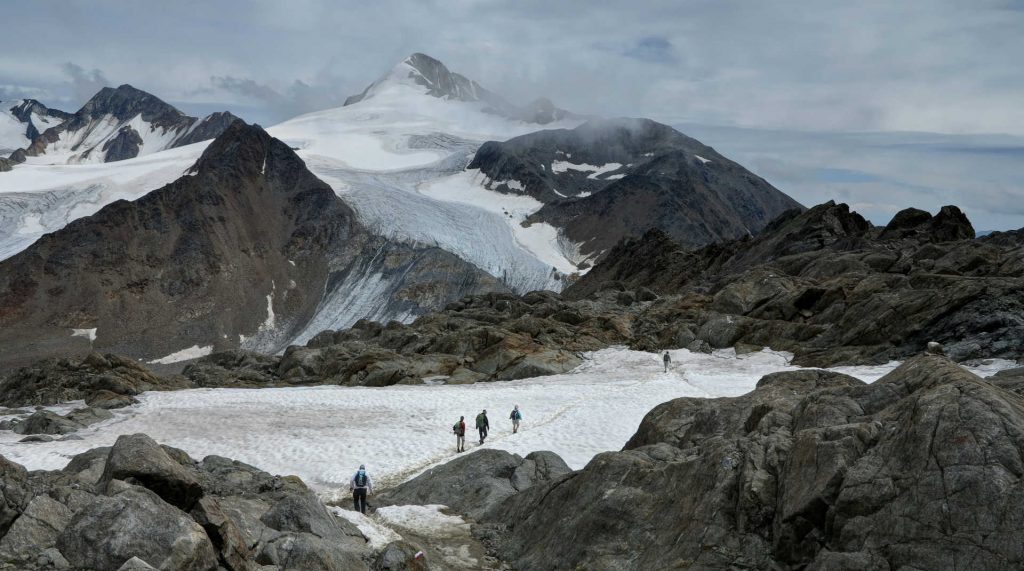 Traversée de la pointe sud de la calotte glaciaire